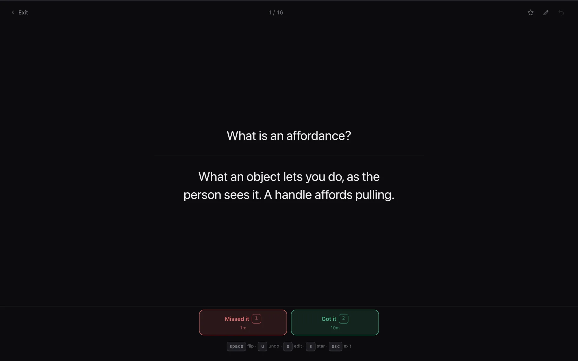 The answer, with Missed it and Got it