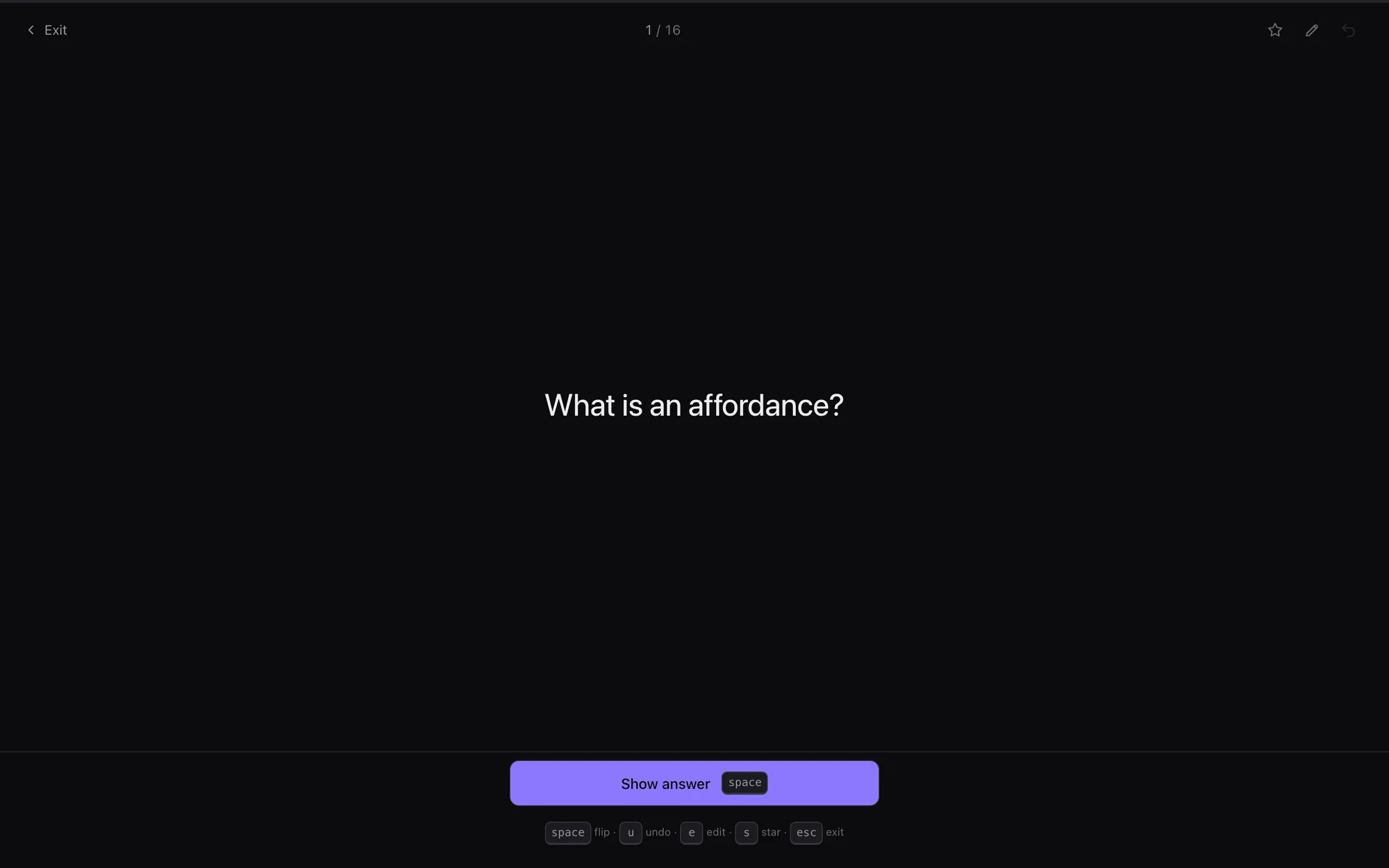 A single card: What is an affordance?
