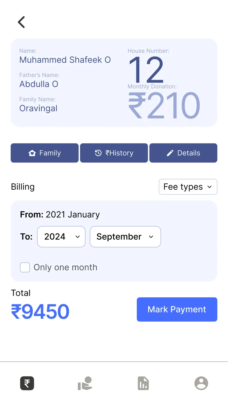 Paying from January 2021 to September 2024, total ₹9,450