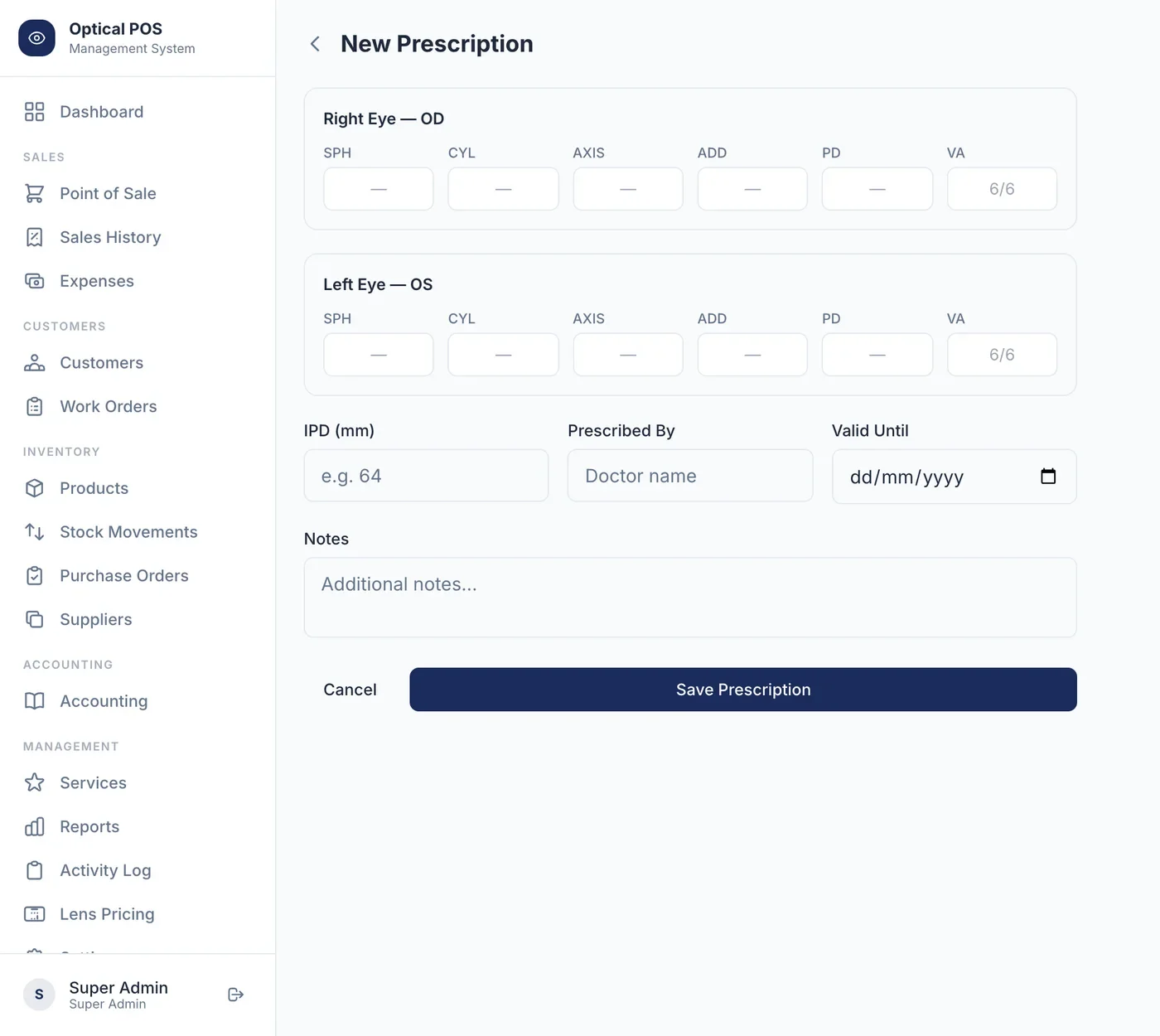 The prescription form